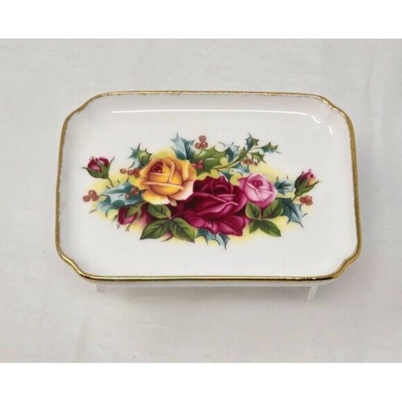 Royal Daulton visitor center Old Country Roses rectangular Trinket Tray - Picture 2 of 5